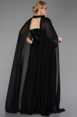 Abendkleid in Übergröße Lang Chiffon Schwarz ABU5940