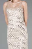 Abendkleid Lang Schuppig Beige ABU6039