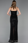 Abendkleid Lang Schuppig Schwarz ABU6039