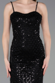 Abendkleid Lang Schuppig Schwarz ABU6039