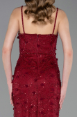 Standesamtkleid Lang Spitze Weinrot ABU6040