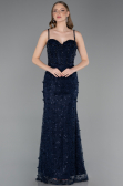 Standesamtkleid Lang Spitze Marineblau ABU6040
