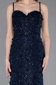 Standesamtkleid Lang Spitze Marineblau ABU6040