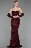 Abendkleid Lang Schuppig Weinrot ABU6041