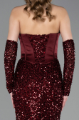 Abendkleid Lang Schuppig Weinrot ABU6041