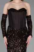Abendkleid Lang Schuppig Braun ABU6041