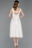 Abendkleid Midi Schuppig Weiß ABK2602