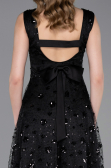 Abendkleid Midi Schuppig Schwarz ABK2602