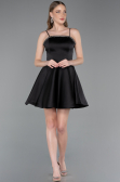 Partykleid Kurz Satin Schwarz ABK2603