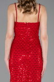 Abendkleid Lang Schuppig Rot ABU6039