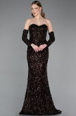 Abendkleid Lang Schuppig Braun ABU6041