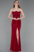 Weinrot Standesamtkleid Spitze Lang ABU5736