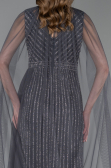 Abendkleid Lang Steinbesetzt Anthrazit ABU6052