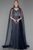Abendkleid Lang Steinbesetzt Marineblau ABU6052