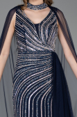 Abendkleid Lang Steinbesetzt Marineblau ABU6052