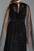 Abendkleid Lang Steinbesetzt Schwarz ABU6052