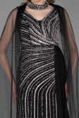 Abendkleid Lang Steinbesetzt Schwarz ABU6052