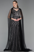 Abendkleid Lang Steinbesetzt Schwarz ABU6052
