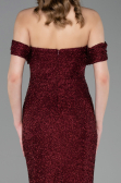 Abendkleid Lang Perlenbesetzt Weinrot ABU6057