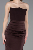 Abschlusskleid Lang Satin Dunkelbraun ABU6061