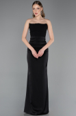 Abschlusskleid Lang Satin Schwarz ABU6061