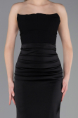 Abschlusskleid Lang Satin Schwarz ABU6061