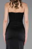 Abschlusskleid Lang Satin Schwarz ABU6061