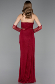 Weinrot Standesamtkleid Spitze Lang ABU5736