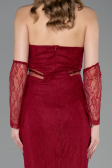 Weinrot Standesamtkleid Spitze Lang ABU5736