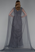 Abendkleid Lang Steinbesetzt Anthrazit ABU6052