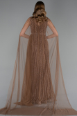 Abendkleid Lang Steinbesetzt Kupfer ABU6052