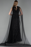 Abendkleid Lang Steinbesetzt Schwarz ABU6052
