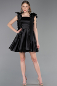 Partykleid Kurz Satin Schwarz ABK2607