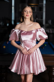 Partykleid Kurz Satin Puder ABK2605