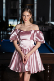 Partykleid Kurz Satin Puder ABK2605