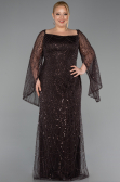 Braun Abendkleid İn Übergröße Perlenbesetzt Lang ABU5067
