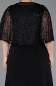 Abendgarderobe in Großen Größen Lang Chiffon Schwarz ABU6063