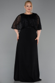 Abendgarderobe in Großen Größen Lang Chiffon Schwarz ABU6063