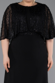 Abendgarderobe in Großen Größen Lang Chiffon Schwarz ABU6063