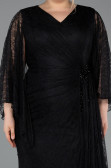 Abendkleid in Übergröße Lang Spitze Schwarz ABU6065