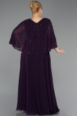 Abendgarderobe in Großen Größen Lang Chiffon Violett dunkel ABU6066