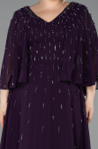 Abendgarderobe in Großen Größen Lang Chiffon Violett dunkel ABU6066