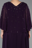 Abendgarderobe in Großen Größen Lang Chiffon Violett dunkel ABU6066