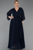 Abendgarderobe in Großen Größen Lang Chiffon Marineblau ABU6067