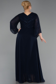 Abendgarderobe in Großen Größen Lang Chiffon Marineblau ABU6067