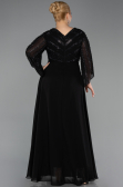 Abendgarderobe in Großen Größen Lang Chiffon Schwarz ABU6067