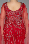 Rot Abendkleid İn Übergröße Steinbesetzt Lang ABU5752