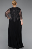 Abendgarderobe in Großen Größen Lang Chiffon Schwarz ABU6012