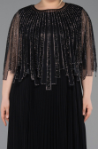 Abendgarderobe in Großen Größen Lang Chiffon Schwarz ABU6012