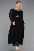 Kleider in Großen Größen Lang Chiffon Schwarz ABU5555